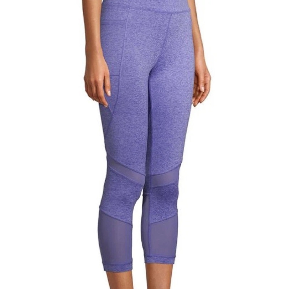 Avia Mesh Panel Leggings Cropped Lilac Purple Space Dye Women’s L Large 12-14
